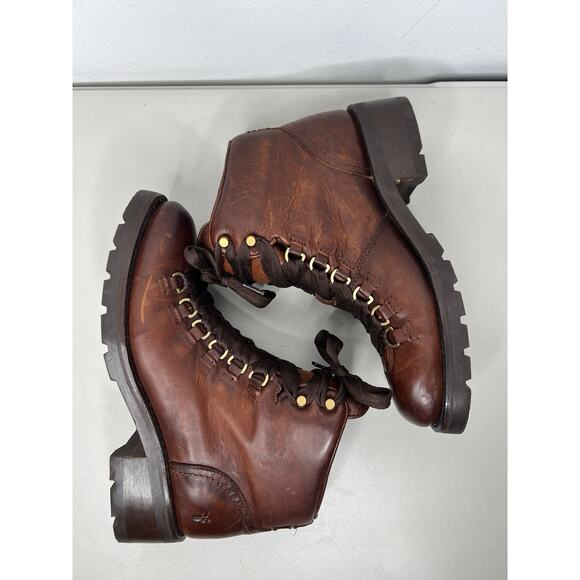 Frye Alta Hiker Boots Brown Leather Lace Up Women’s Size 8.5 - Picture 4 of 8